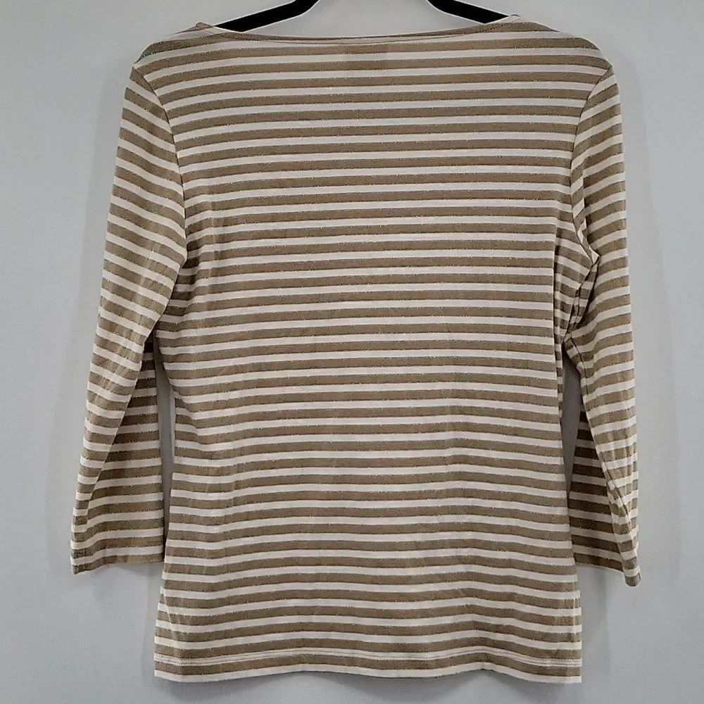 3 For$20 Ruby Rd Tan & White stripe w/ Shimmer size PS - Picture 4 of 5